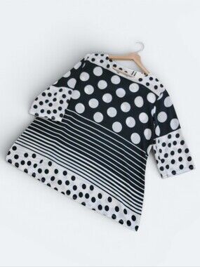NEW Danny blouse polka dots stripes black and white Size 6